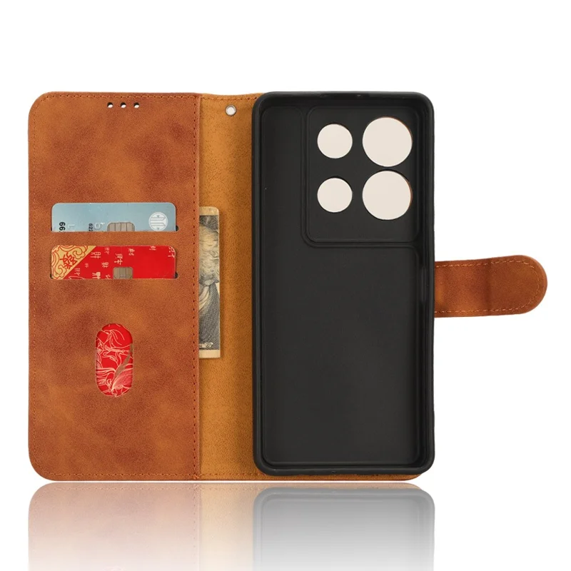 PU Leather Skin-Touch Stand Case for Infinix Note 30 VIP 5G , Wallet Anti-Drop Phone Cover - Brown