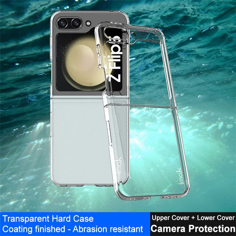 IMAK Crystal Case II Pro Funda para teléfono para Samsung Galaxy Z Flip5 5G, Diseño de dos piezas Cubierta dura de PC transparente (Cubierta superior + Cubierta inferior)