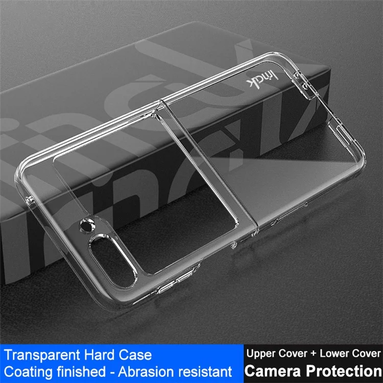 IMAK Crystal Case II Pro Funda para teléfono para Samsung Galaxy Z Flip5 5G, Diseño de dos piezas Cubierta dura de PC transparente (Cubierta superior + Cubierta inferior)