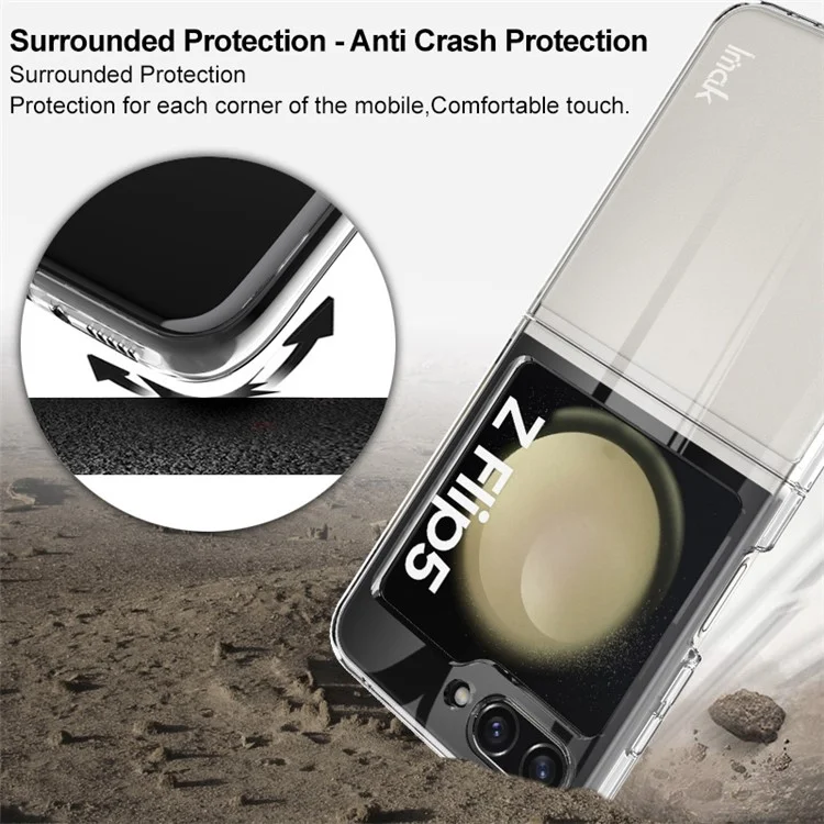 IMAK Crystal Case II Pro Funda para teléfono para Samsung Galaxy Z Flip5 5G, Diseño de dos piezas Cubierta dura de PC transparente (Cubierta superior + Cubierta inferior)