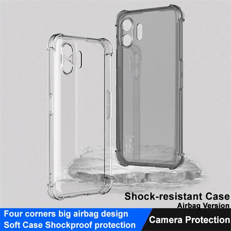 IMAK For Nothing Phone (2) Transparent Phone Case Four Corner Anti-drop Soft TPU Back Cover - Transparent Black