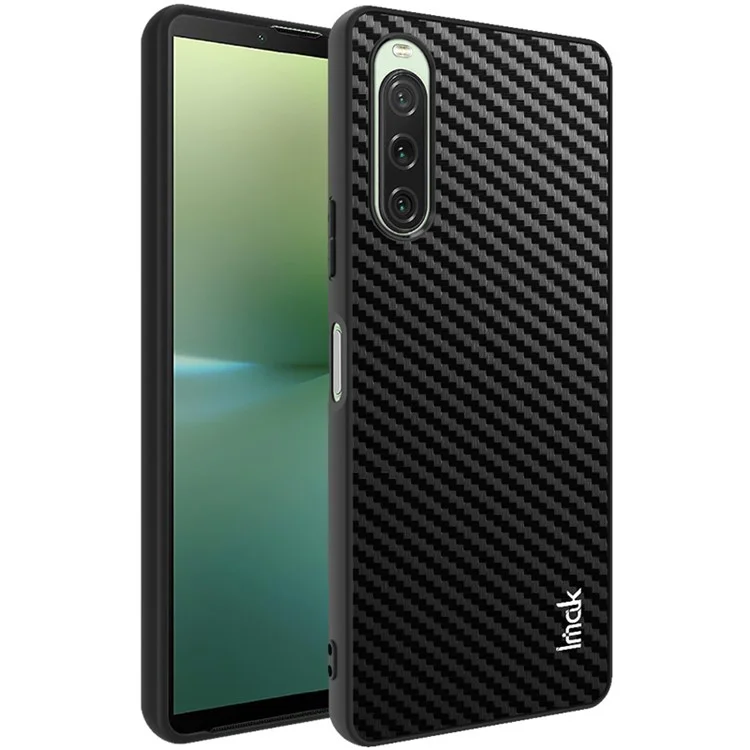 IMAK LX-5 Series for Sony Xperia 10 V Carbon Fiber Texture Phone Case Leather Coated TPU+PC Cover