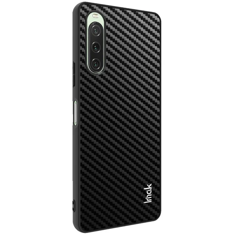 IMAK LX-5 Series for Sony Xperia 10 V Carbon Fiber Texture Phone Case Leather Coated TPU+PC Cover