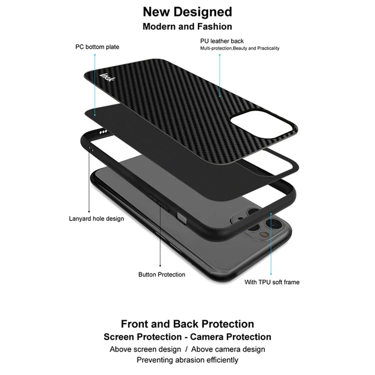 IMAK LX-5 Series for Sony Xperia 10 V Carbon Fiber Texture Phone Case Leather Coated TPU+PC Cover