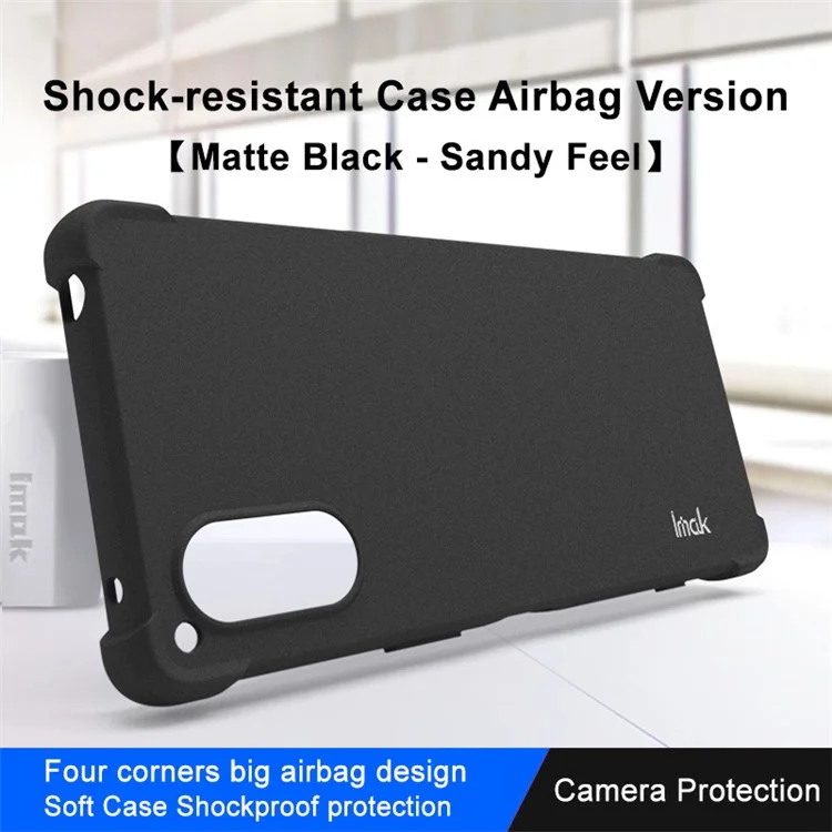 IMAK pour Sony Xperia 5 V Coque de protection arrière du téléphone Matte TPU Anti-rayures - Noir