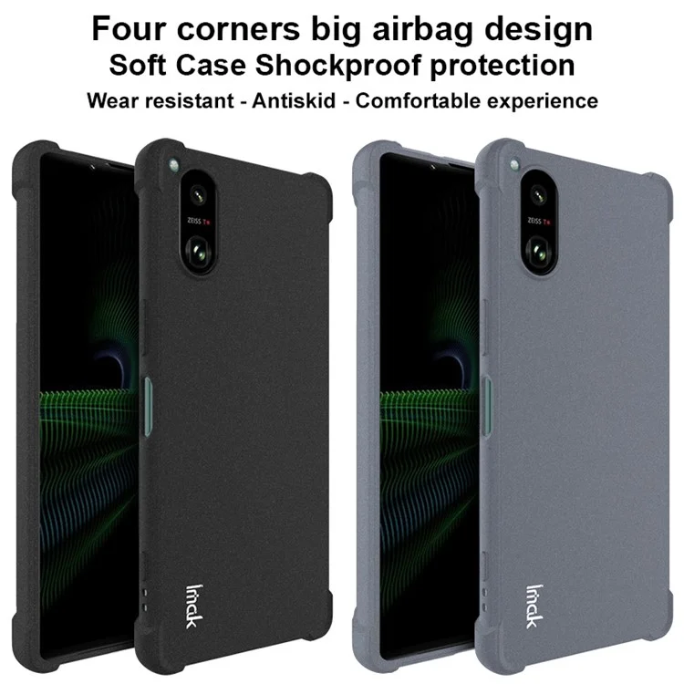 IMAK pour Sony Xperia 5 V Coque de protection arrière du téléphone Matte TPU Anti-rayures - Noir
