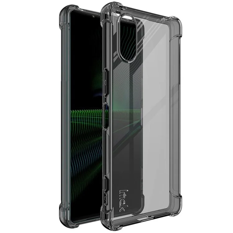 IMAK pour Sony Xperia 5 V Four Corner Airbag Anti-drop Phone Case Clear TPU Back Cover - Noir Transparent