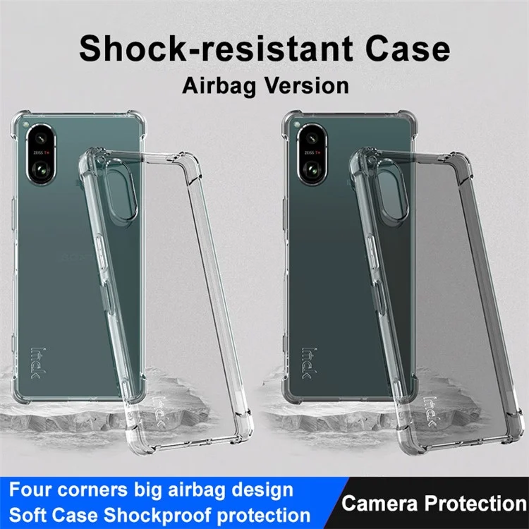 IMAK pour Sony Xperia 5 V Four Corner Airbag Anti-drop Phone Case Clear TPU Back Cover - Noir Transparent