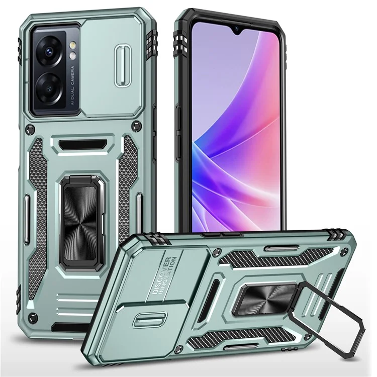 Серия Armor для Oppo A77 4G / A54 4G Защитный чехол для телефона со съемной линзой, ударопрочный, с подставкой - Зеленый