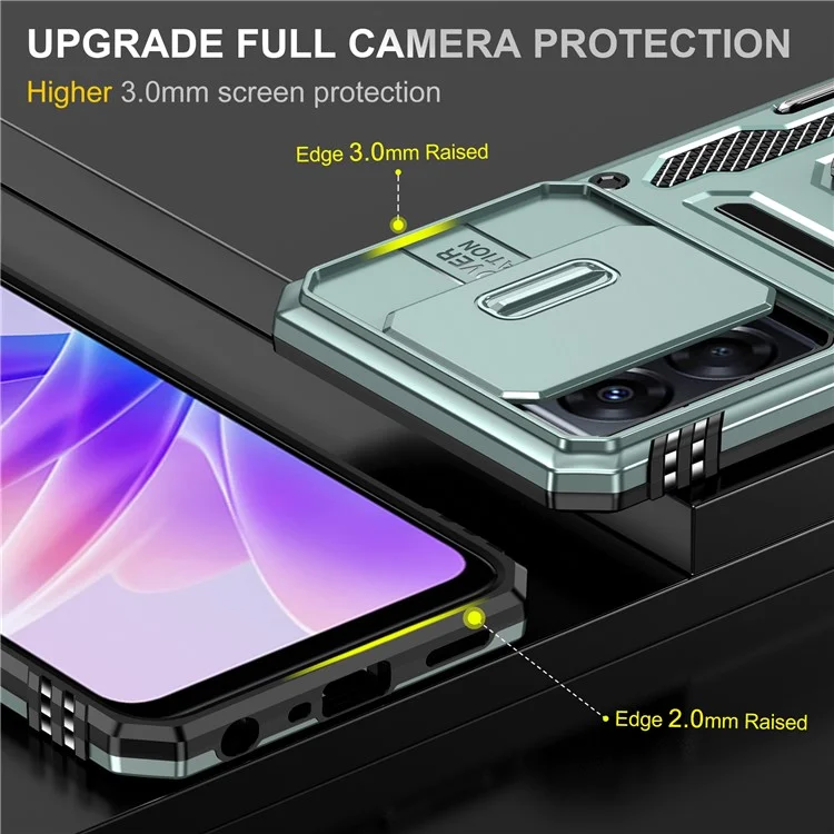 Серия Armor для Oppo A77 4G / A54 4G Защитный чехол для телефона со съемной линзой, ударопрочный, с подставкой - Зеленый