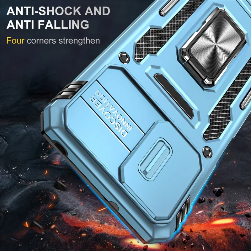 Para Motorola Moto G23 4G / G13 4G Série Armor Capa de Suporte Metálico com Suporte Retrátil - Azul Claro