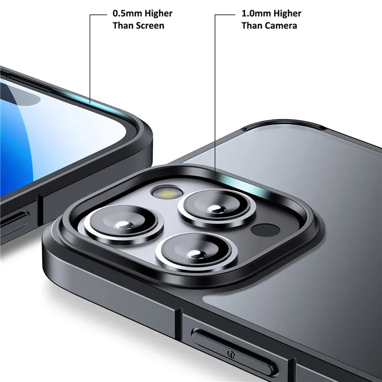 Для Iphone 15 Pro Max Matte Series Antip-scaratch PC+TPU Chase Case Case Back Protector Cover - Синий