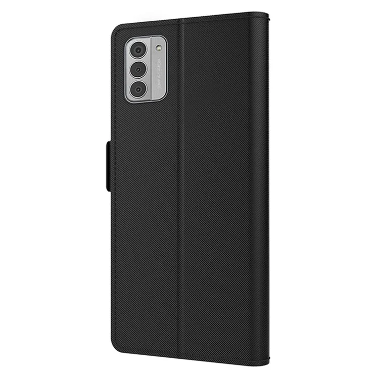 Für Nokia G42 Integrierter Spiegel PU Leder Handyhülle Staubdichte Telefonhalterung mit Kartenfach - Schwarz