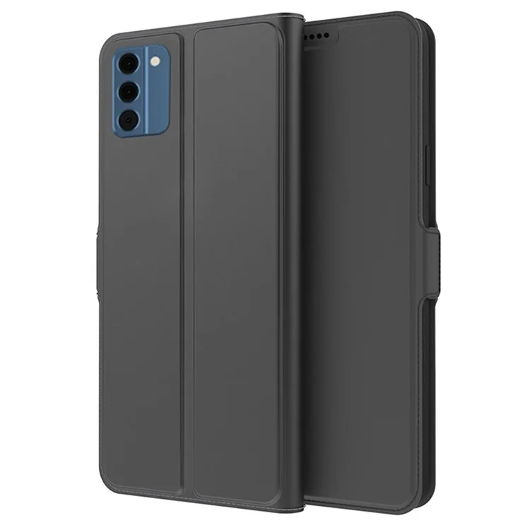 Für Nokia C300 Anti-Scratch Phone Shell Card Holder PU Leather Stand Cover Full Protection Phone Case - Schwarz