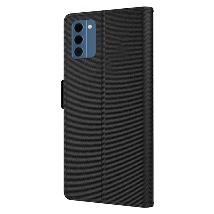 Para Nokia C300 Capa de Telefone de Couro PU com Espelho Embutido Suporte de Telefone com Porta-Cartão - Preto
