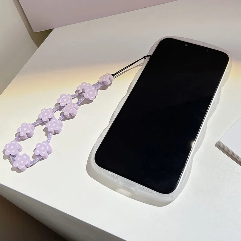 For iPhone 13 Pro Max Anti-Scratch Oil Painting TPU Phone Case Flower Cell Phone Cover with Flower Decor Hand Strap