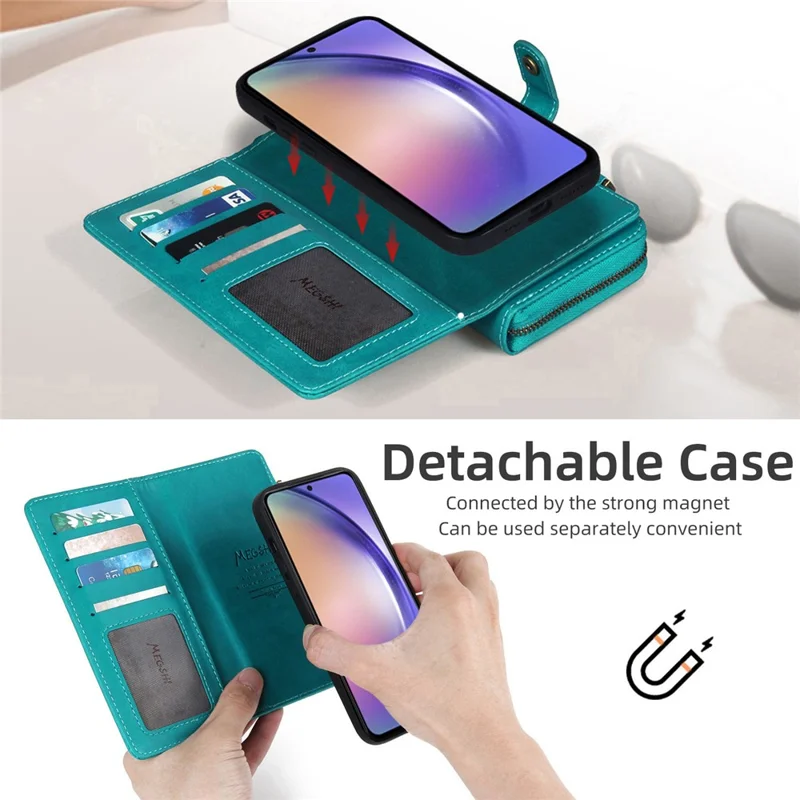 MEGSHI 020 Series for Samsung Galaxy A54 5G Detachable 2-in-1 Phone Wallet Case PU Leather Stand Multi-Function Cover - Blue