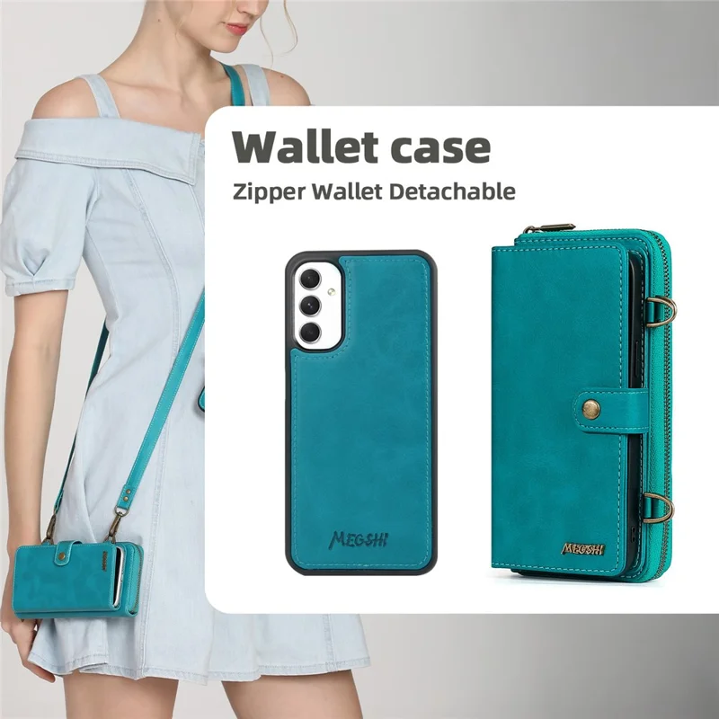 MEGSHI 020 Series for Samsung Galaxy A54 5G Detachable 2-in-1 Phone Wallet Case PU Leather Stand Multi-Function Cover - Blue