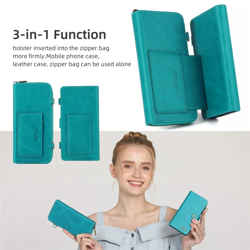 MEGSHI 020 Series for Samsung Galaxy A54 5G Detachable 2-in-1 Phone Wallet Case PU Leather Stand Multi-Function Cover - Blue