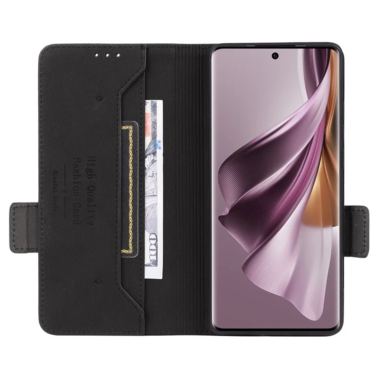 Per Oppo Reno10 Pro 5G (Global) Hardware Decor Phone Case PU Leather Wallet Stand Cover - Nero