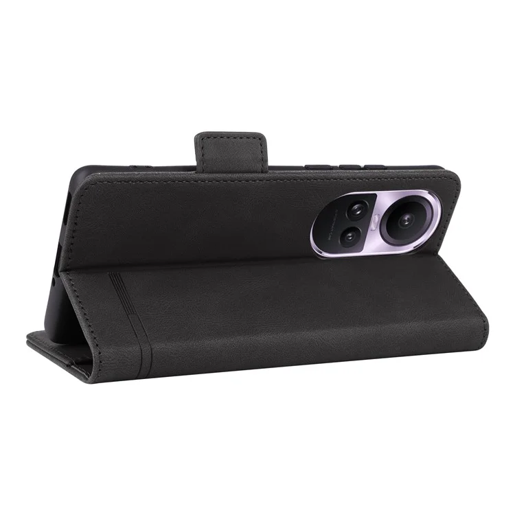 Per Oppo Reno10 Pro 5G (Global) Hardware Decor Phone Case PU Leather Wallet Stand Cover - Nero
