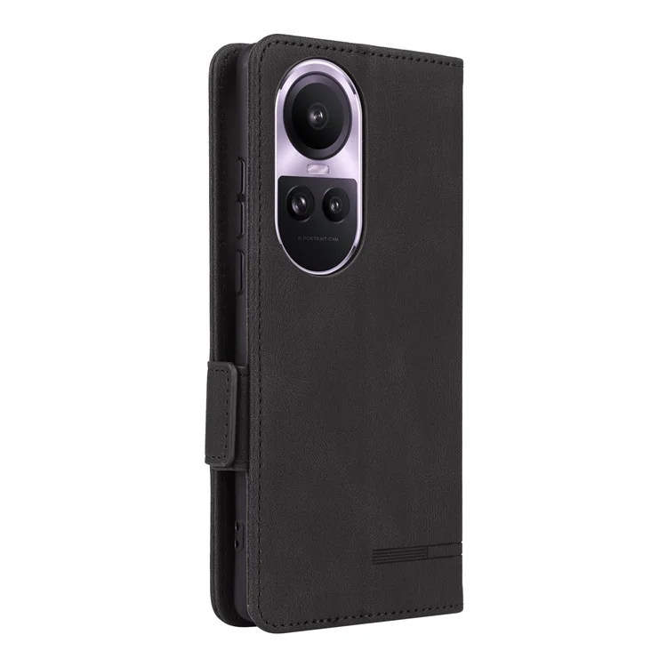 Per Oppo Reno10 Pro 5G (Global) Hardware Decor Phone Case PU Leather Wallet Stand Cover - Nero