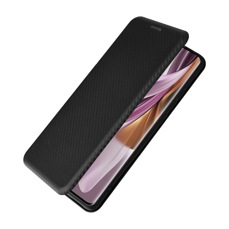 Para Oppo Reno10 Pro 5G (Global) / Reno10 5G (Global) Capa de telefone com textura de fibra de carbono, capa de couro com compartimento para cartão - Preto