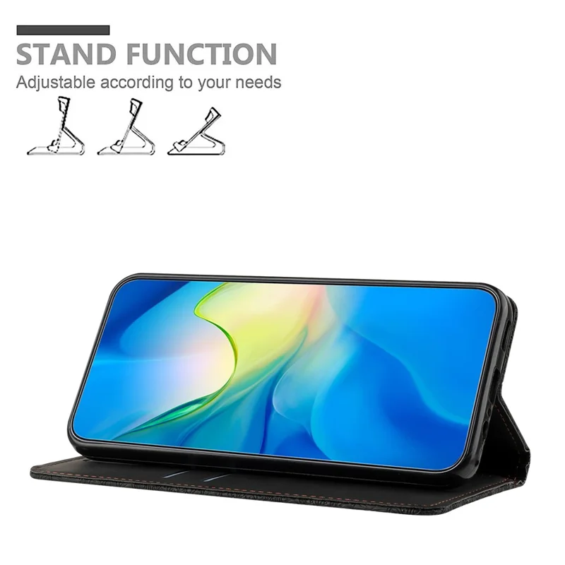 Wallet Case for iPhone 15 Pro Max PU Leather Retro Flower Imprinted Stand Phone Cover - Black