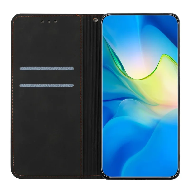 Wallet Case for iPhone 15 Fully Wrapped PU Leather Retro Flower Imprinted Phone Stand Cover - Black