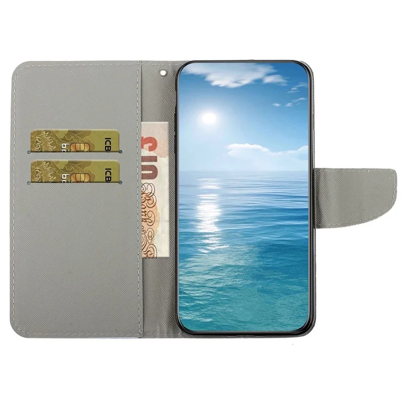For iPhone 15 Plus Pattern Printing Flip Stand Cover PU Leather Cross Texture Wallet Phone Case with Strap - Chrysanthemum