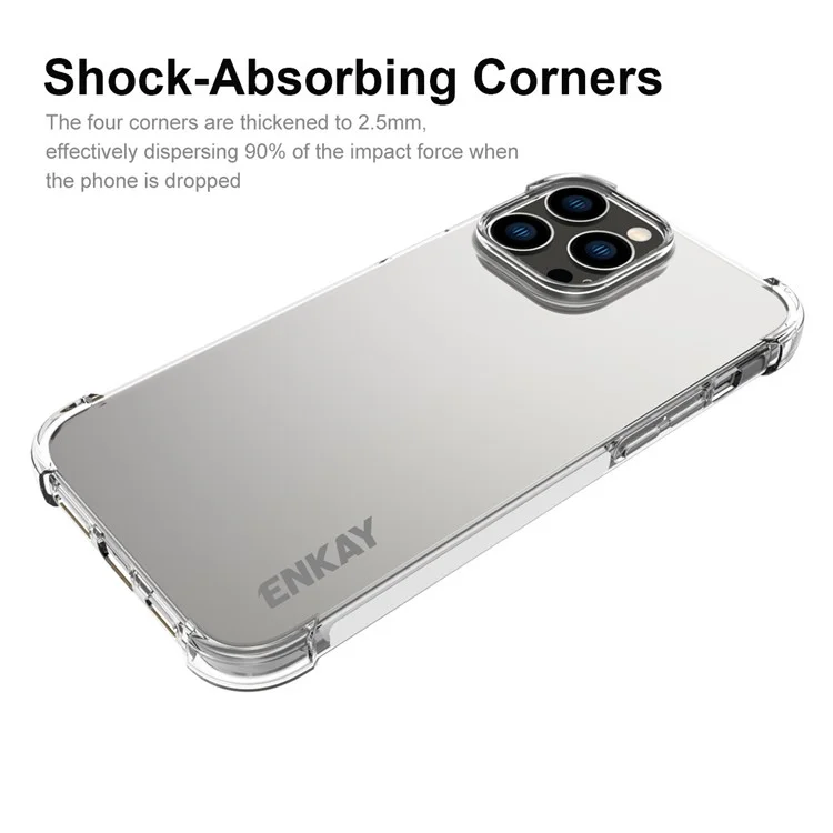 ENKAY HAT PRINCE Für iPhone 14 Pro stoßfestes Handyhülle Klar TPU Cover mit Hochleistungs-Aluminium-Silizium-Glasschutzfolie