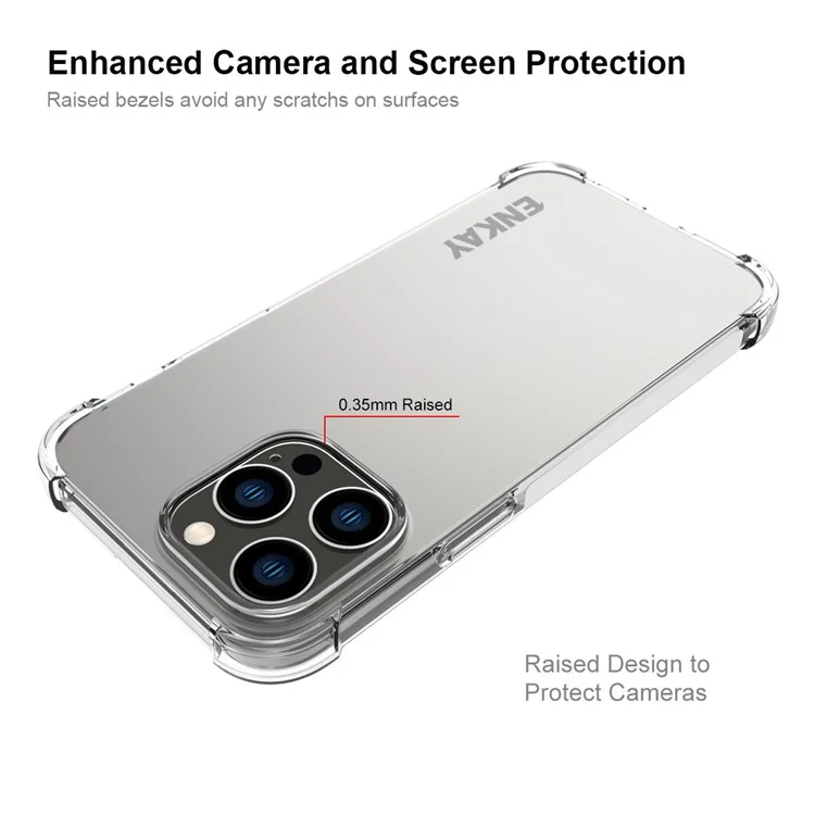 ENKAY HAT PRINCE Für iPhone 14 Pro stoßfestes Handyhülle Klar TPU Cover mit Hochleistungs-Aluminium-Silizium-Glasschutzfolie