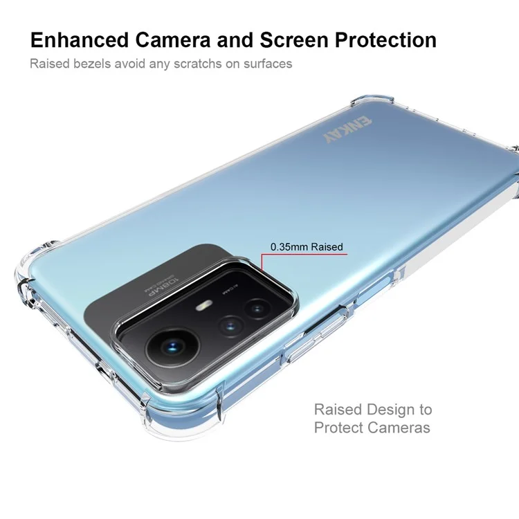 ENKAY HAT PRINCE Pour Xiaomi Redmi Note 12S 4G Étui de téléphone en TPU transparent avec film de protection d'écran en verre high-aluminium-silicium