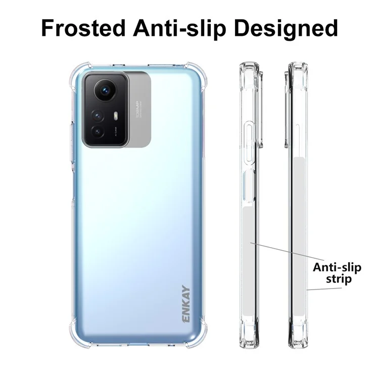 ENKAY HAT PRINCE Pour Xiaomi Redmi Note 12S 4G Étui de téléphone en TPU transparent avec film de protection d'écran en verre high-aluminium-silicium