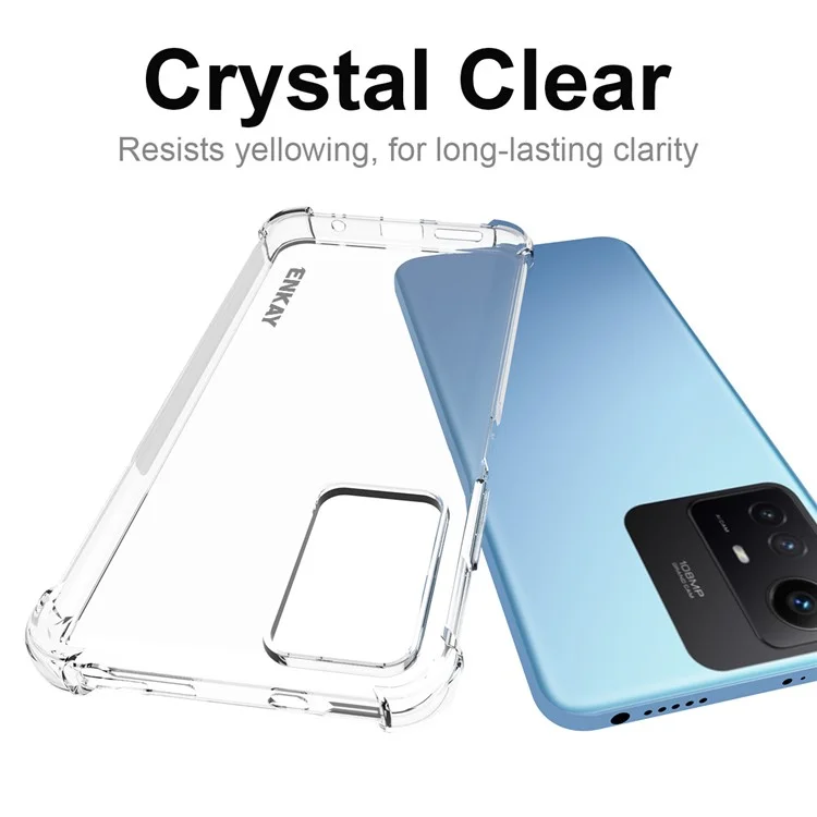 ENKAY HAT PRINCE Pour Xiaomi Redmi Note 12S 4G Étui de téléphone en TPU transparent avec film de protection d'écran en verre high-aluminium-silicium