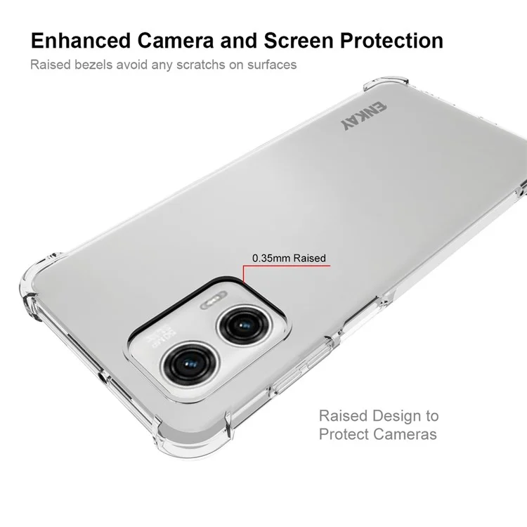 Прозрачный чехол для телефона ENKAY HAT PRINCE для Motorola Moto G73 5G, чехол для ТПУ от падения с высокозащитной пленкой из алюминиево-кремниевого стекла для экрана
