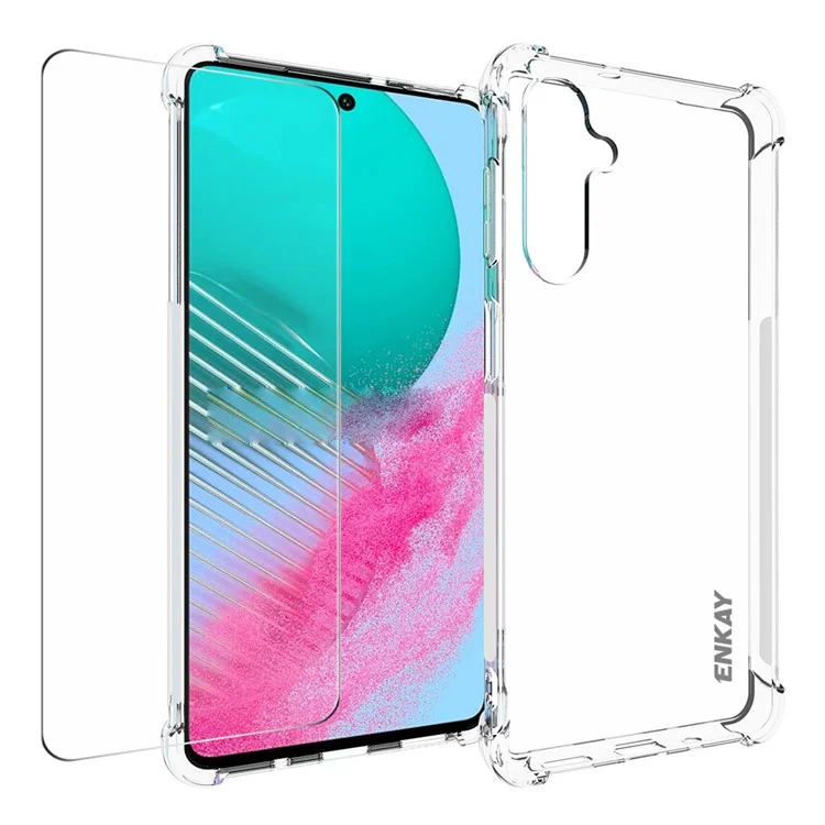 ENKAY HAT PRINCE для Samsung Galaxy M54 5G / F54 5G Прозрачный чехол для телефона с высококачественной алюминий-кремниевой стеклянной защитной пленкой для экрана