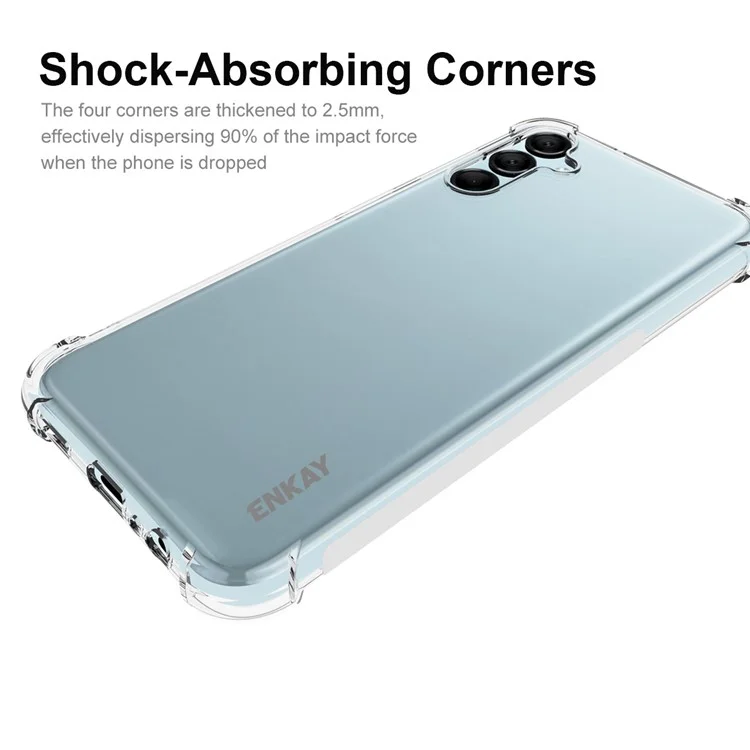 ENKAY HAT PRINCIPE Per Samsung Galaxy M14 5G Telefono Custodia TPU Trasparente Chiaro Cover con Pellicola Protettiva per Schermo in Vetro di Alluminio-silicio di Alta Qualità