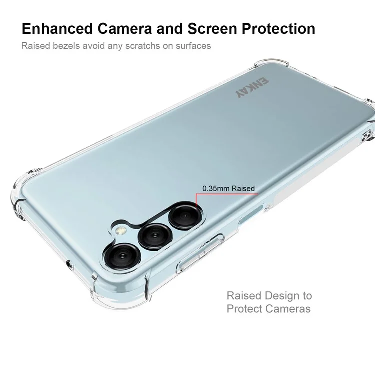 ENKAY HAT PRINCIPE Per Samsung Galaxy M14 5G Telefono Custodia TPU Trasparente Chiaro Cover con Pellicola Protettiva per Schermo in Vetro di Alluminio-silicio di Alta Qualità