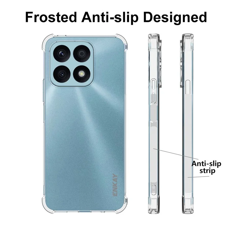 ENKAY HAT PRINCIPE Per Honor X8a 4G Custodia in TPU antiurto Custodia trasparente per telefono con pellicola protettiva in vetro ad alta resistenza in alluminio-silicio