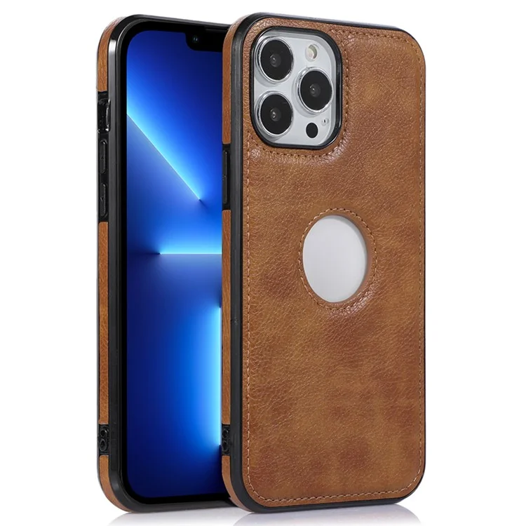 Logo View Smartphone-Hülle für iPhone 13 Pro Max 6.7 Zoll - Schutzhülle, Slim Case, Soft TPU+PU Smartphone-Cover - Braun