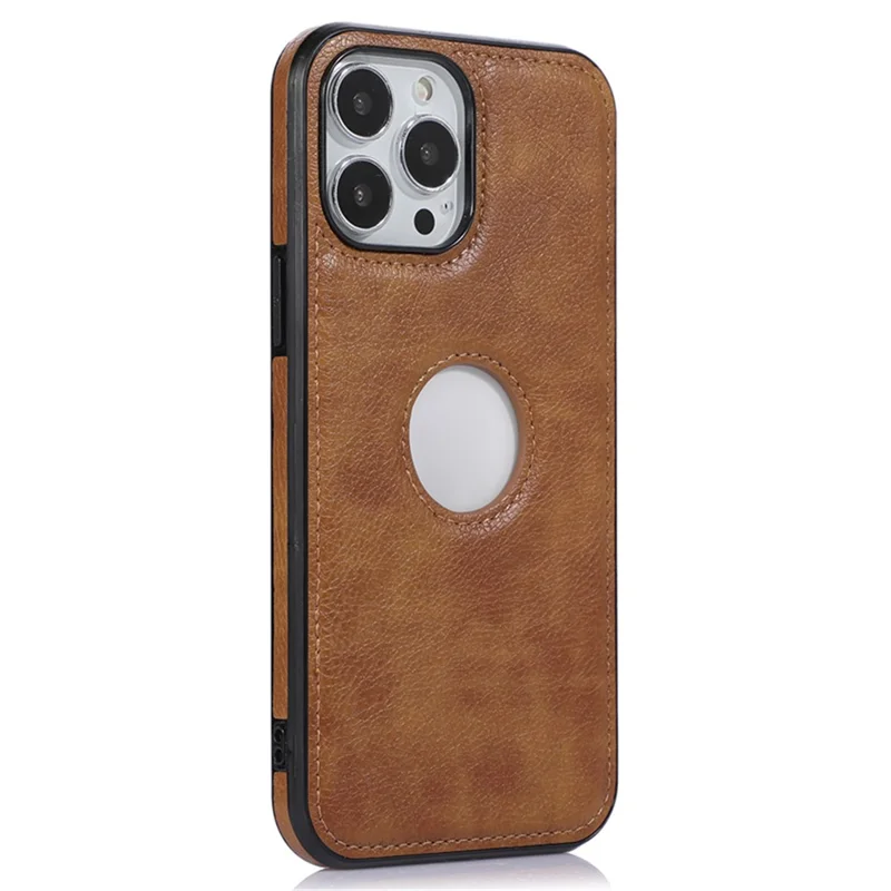 Protective Case for iPhone 13 Pro 6.1 inch Logo View Phone Case Soft TPU+PU Phone Slim Cover - Brown