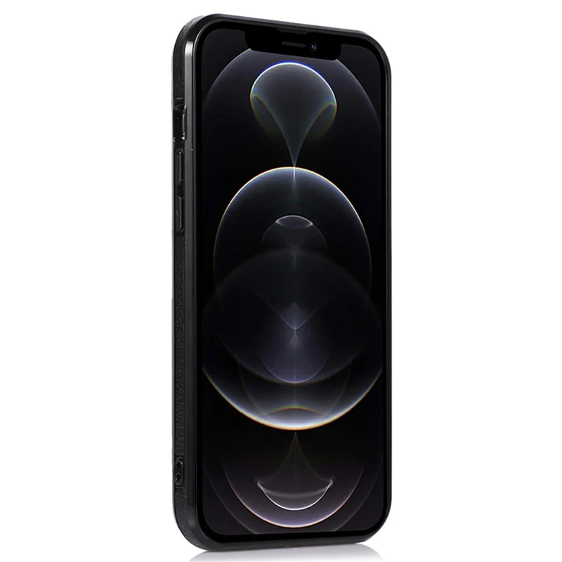 Shockproof Case for iPhone 12 Pro Max 6.7 inch Logo View Phone Case Soft TPU+PU Phone Cover - Black