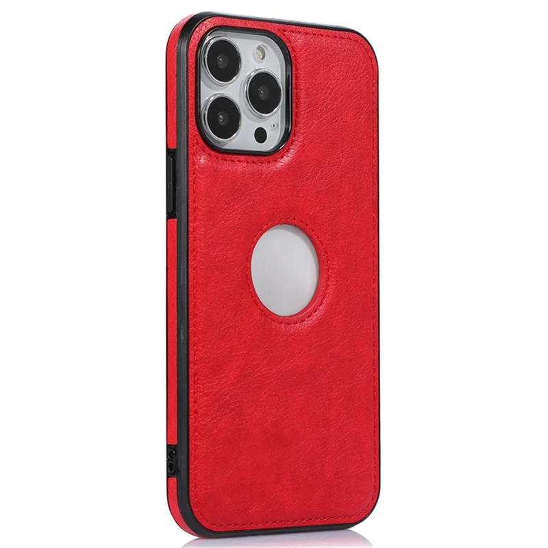 Shockproof Case for iPhone 12 Pro Max 6.7 inch Logo View Phone Case Soft TPU+PU Phone Cover - Red