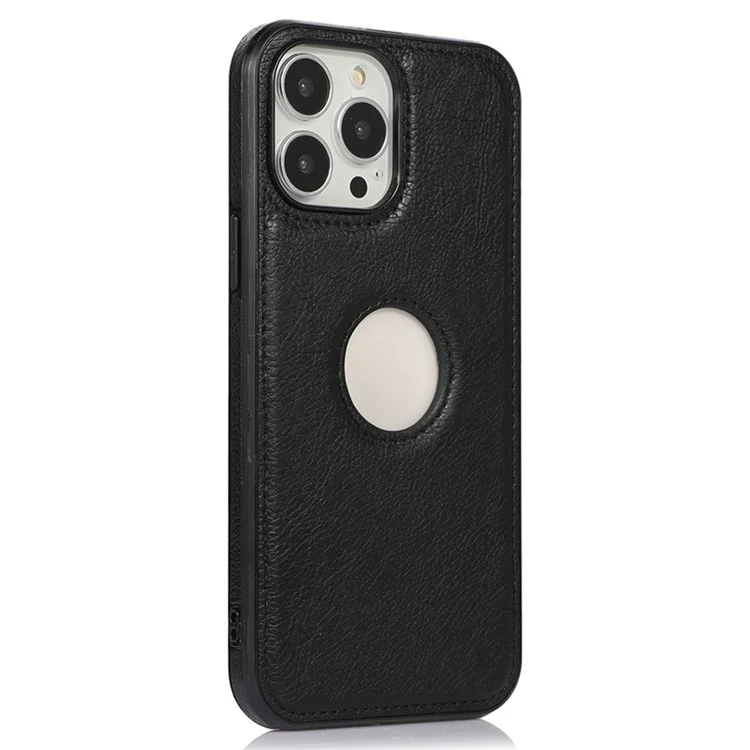 Anti-Drop Phone Case for iPhone 12 Pro 6.1 inch Logo View Soft TPU+PU Phone Cover - Black