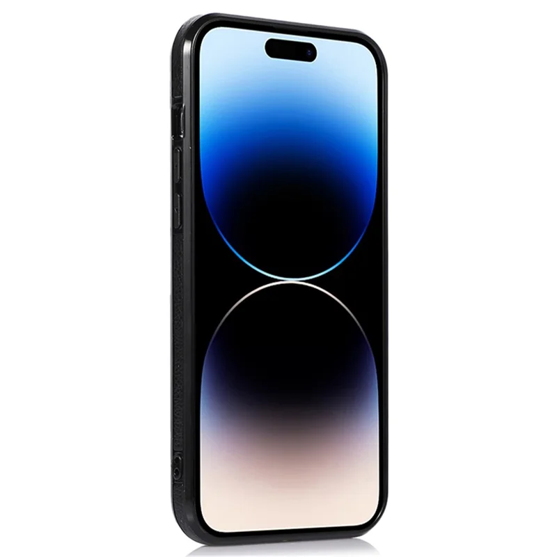 Soft TPU+PU Phone Case for iPhone 14 Pro Max Shockproof Slim Case Logo View Phone Cover - Black