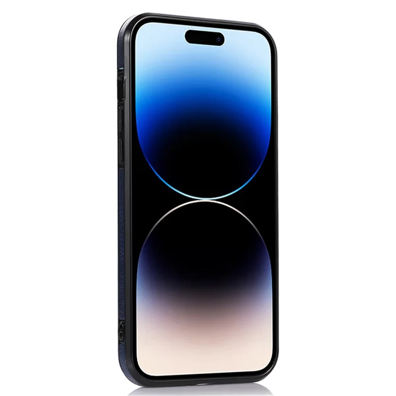 Soft TPU+PU Phone Case for iPhone 14 Pro Max Shockproof Slim Case Logo View Phone Cover - Blue