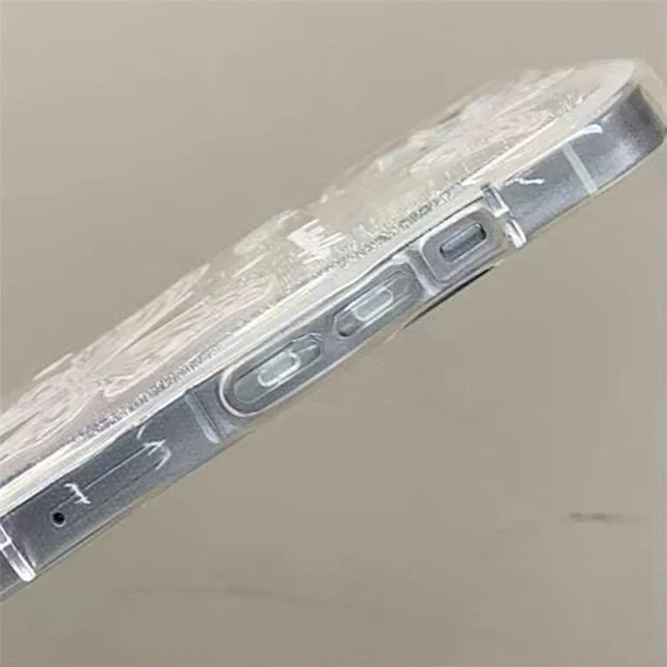 Чехол с волнистыми краями и бабочками для iPhone 13, мягкий TPU чехол с градиентным блестящим узором и цепочкой - синий