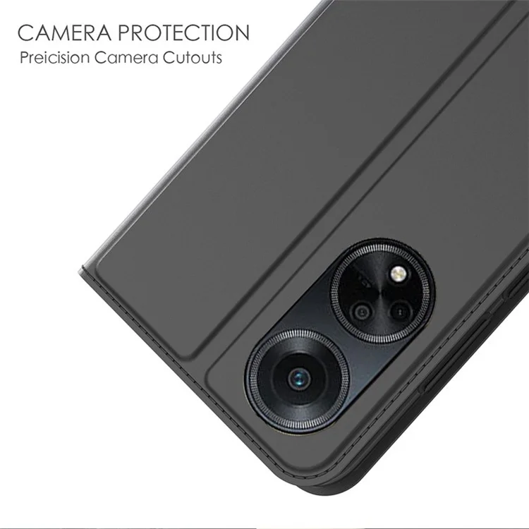 Para Oppo A98 5G / F23 5G Capa de Telefone Magnética com Proteção Total Compartimento para Cartão Capa de Telefone de Couro PU com Suporte de Flip - Preto