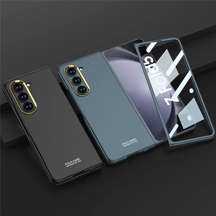 GKK Per Samsung Galaxy Z Fold5 5G Custodia Antiurto Hard PC Case con Pellicola Protettiva in Vetro Temperato - Nero